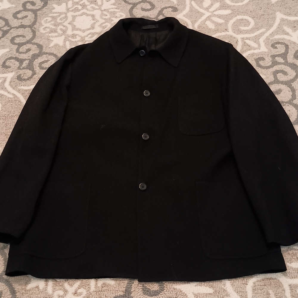 Jhane Barnes Men's Black Pea Coat - Classic Tailored Jacket